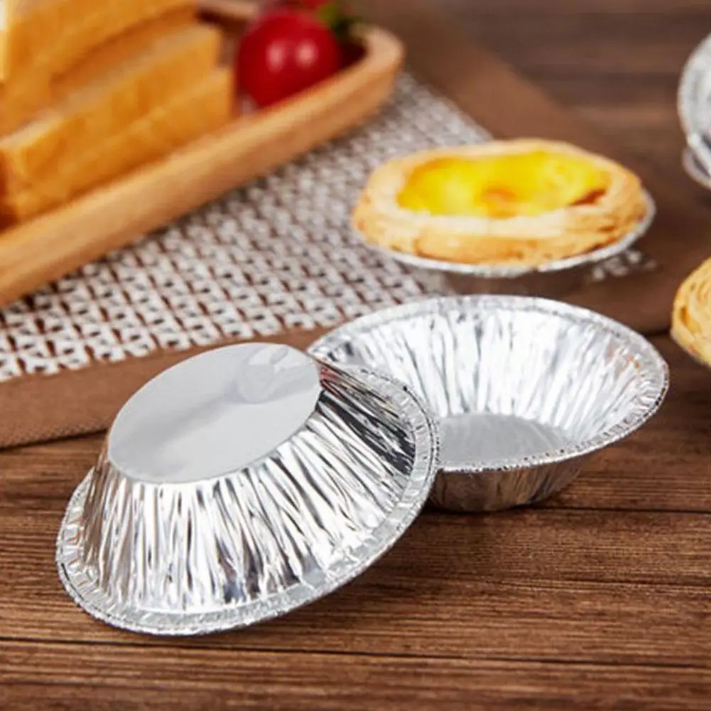 

100Pcs Disposable Aluminum Foil Tart Pan Mini Pot Tart Pie Plate Tray Bake Tin Pan