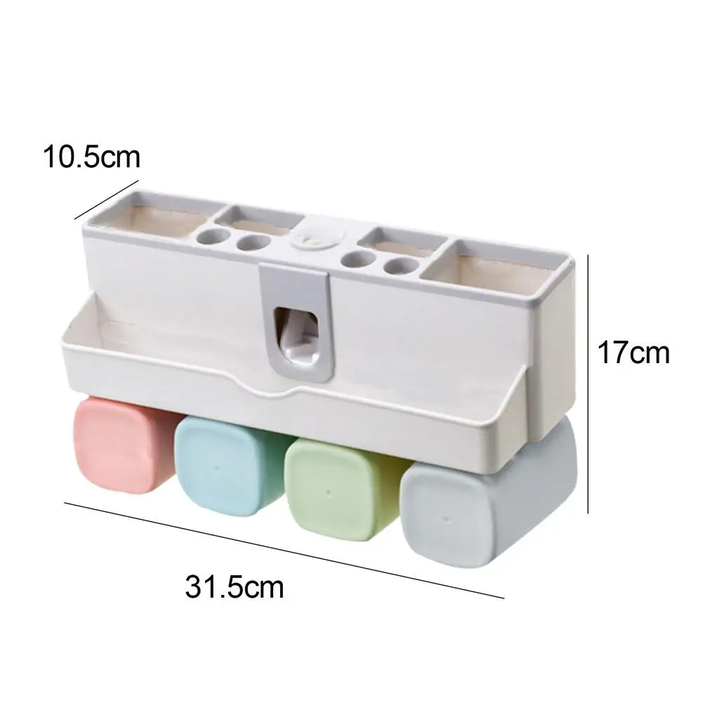 

Family Toothbrush Holder Set Wall-Mounted Toothbrush Holder Punch-free Bathroom Storage Rack With Suction Cups