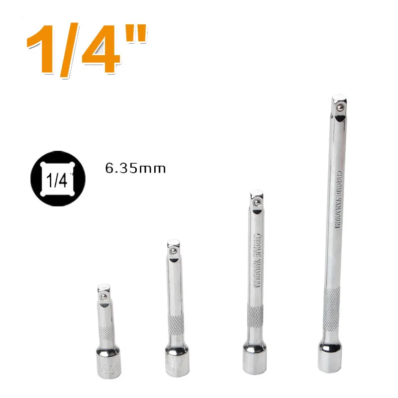 

1Pcs Drive Ratchet Socket Extender Long Extension Bar 1/4 50mm 100mm 150mm Hand Adjustment Tool Extension Socket Drive Hand Tool