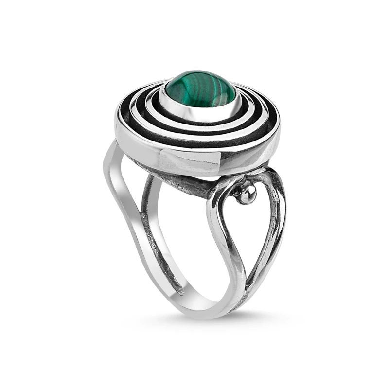 

Silver 925 Sterling Malachite Stone Handwork Ring