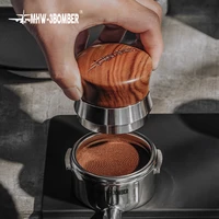 58 35mm adjustable coffee tamper distributor rosewood handle threadfan base espresso powder hammer coffee accessories