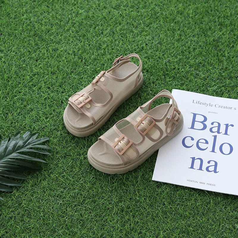 

Female Sandal Muffins shoe Fashion Womens Shoes 2021 Clogs With Heel Girls Flat Luxury Without New Beige Laces Plastic Summer Gl