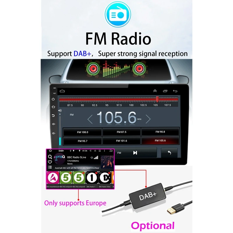 2 Din Car Radio 10.1 Inch Hd Mp5 Multimedia Player Android 8.1 Gps Navigation Wifi Bluetooth for Honda CRV 2012-20 | Автомобили и