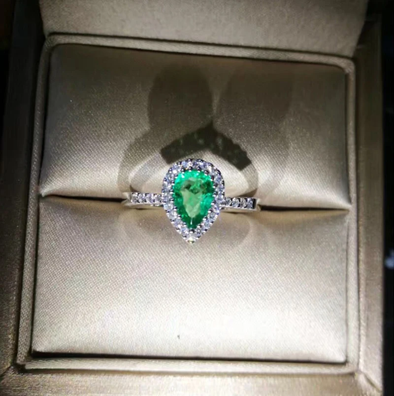 100% 18K Золотое кольцо 2ct лаборатория искусственный изумруд и Moissanite АЛМАЗНОЕ КОЛЬЦО