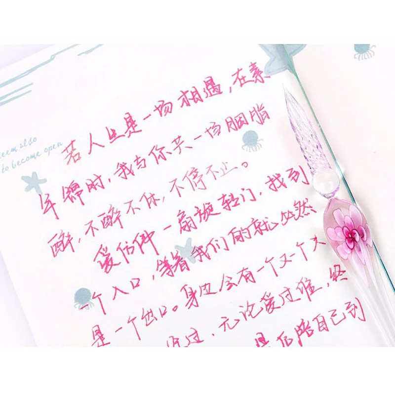 Стеклянная Ручка для каллиграфии набор ручек с хрустальными чернилами Чернила