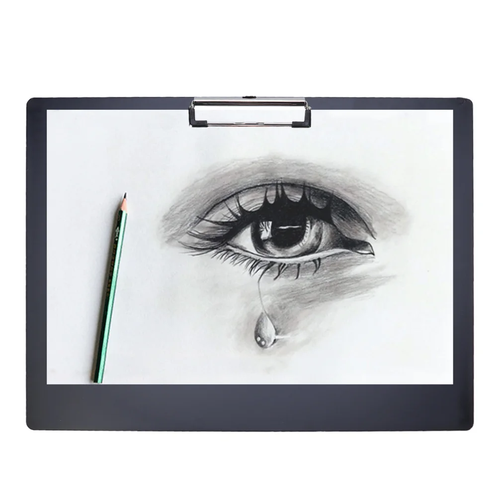 

A3 Horizontal Clipboard Drawing Paper Clip Pad Thick Writing Pad Office File Folder Clip (Black)