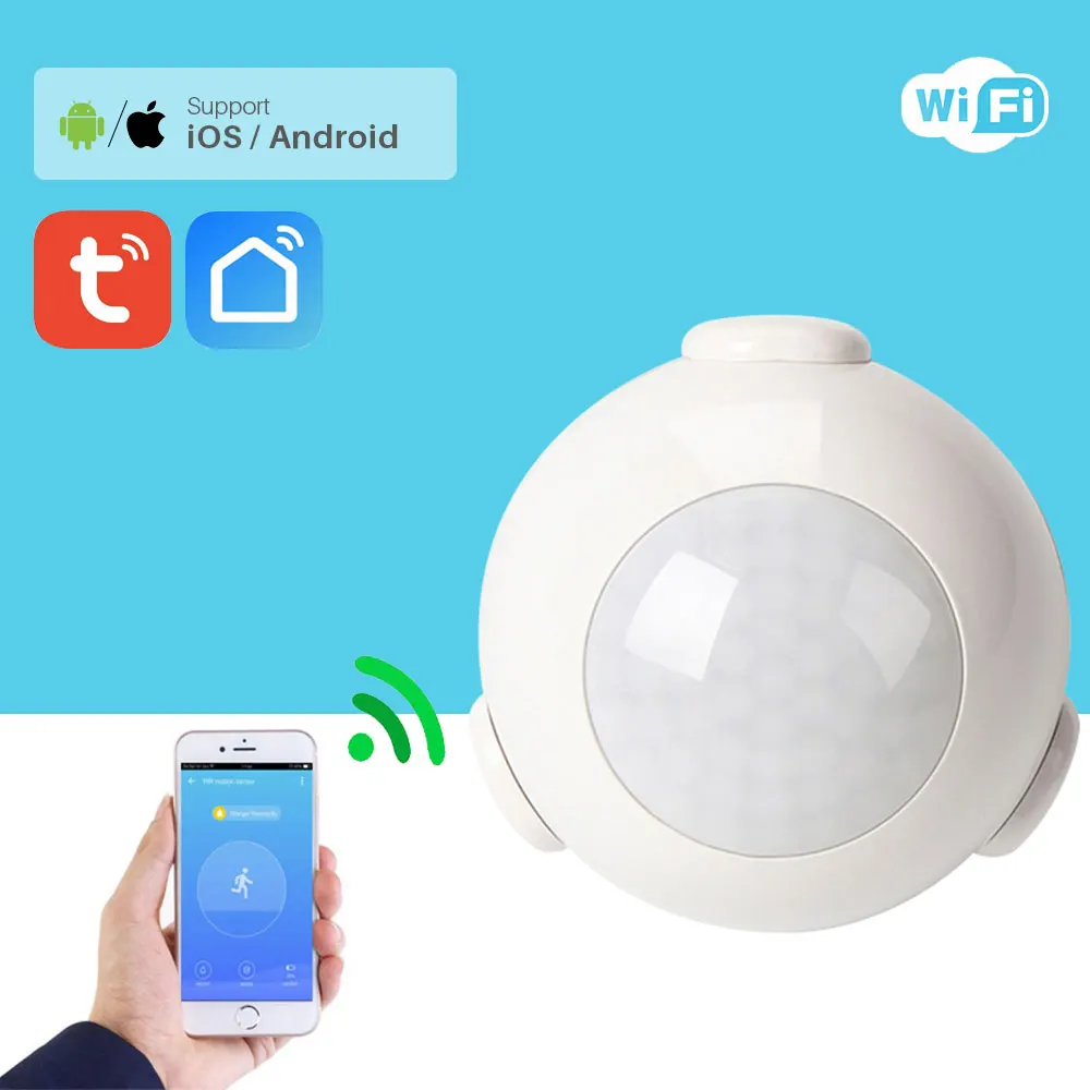 WiFi PIR Motion Sensor Smart Home Security Infrared Detector No HUB Required Tuya App Control Battery Powered Works With | Безопасность