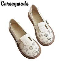 careaymade retro carved womens shoes comfortable thick soled student shoes art womens shoes small fresh sandals womens shoes