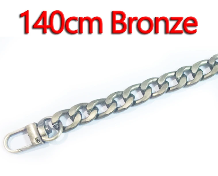 140cm Bronze Ультра светильник Алюминиевые цепочки DIY золото, серебро, пистолет черный 12 мм сменный светильник на цепочке кошелек ремень, сумка ремни для маленькой сумочки - Цвет: 140cm Bronze