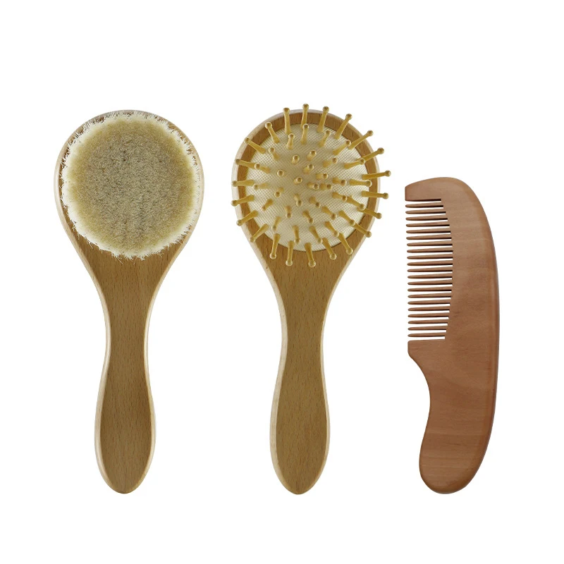 

Baby Care Hair Brush Natural Wool Wooden Brush Comb Newborn Hair Brush Infant Head Massager Brush Baby Comb Hair Bath Brush Comb