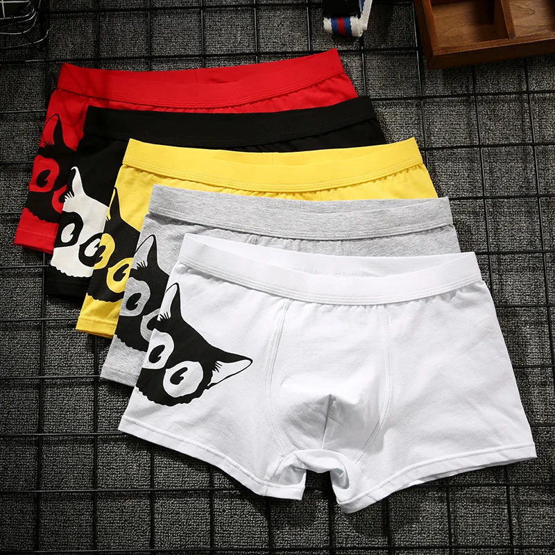 4 шт./партия мужского нижнего белья хлопковые трусы с рисунками из мультфильмов