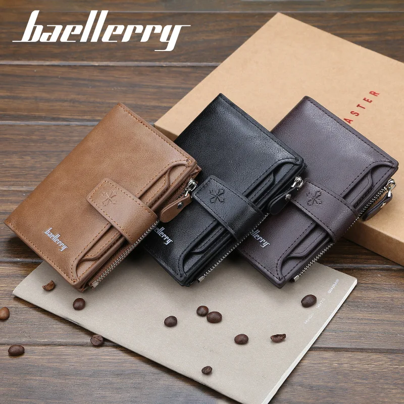 2019 мужские кошельки baellerry Hasp короткие однотонные модные на молнии Держатель для