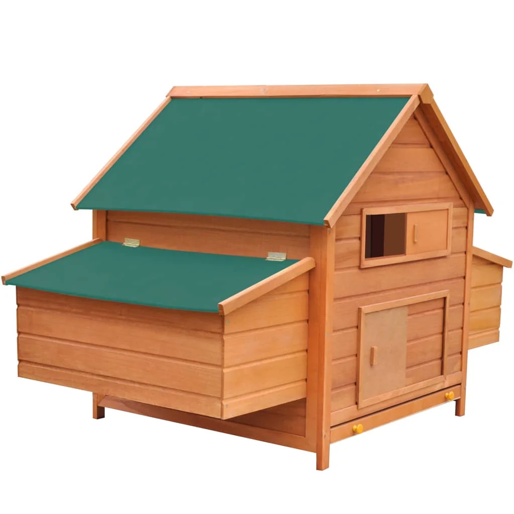 

Chicken Coop Wood 61.2"x38.2"x43.3" Brown Chicken House Solid Pinewood Waterproof Roofs Ventilation For Chickens Easy Clean