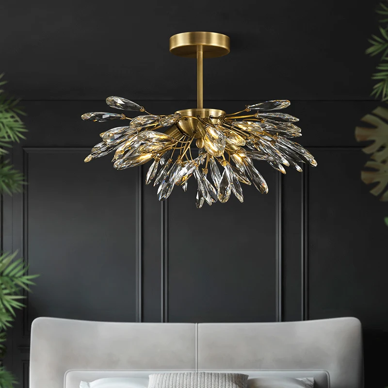 

Light luxury simple ceiling lamp all copper creative personality porch corridor balcony crystal ceiling lamp