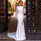 Соблазнительные Свадебные платья-русалки 2021, элегантный атласный корсет с открытой спиной, официальное платье с длинным рукавом, свадебное платье на заказ