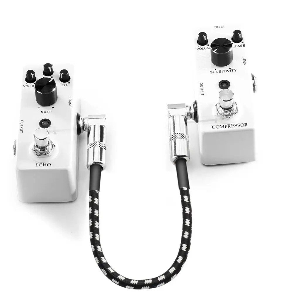 Кабель для электрогитары 6 35 Плетеный аудиокабель с двойным углом черно белый