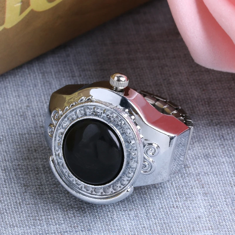 

L5YC 20mm Gemstone Agate Round Finger Ring Watch Jewelry Gift Modern Style