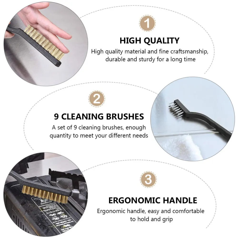 

9Pcs Wire Brush Stainless Steel Brush with Handle Cleaning Tool