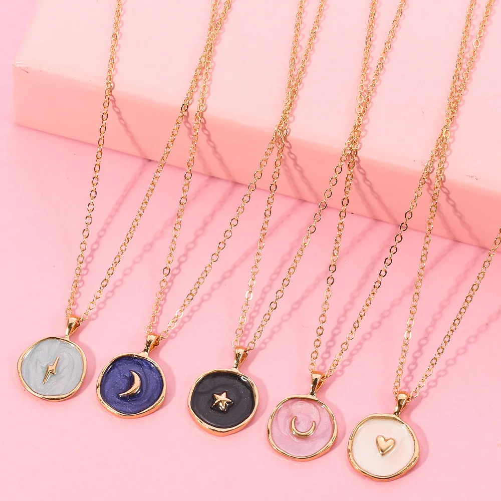 Подвеска с Луной и звездами ожерелье молнией для женщин Ювелирное Украшение