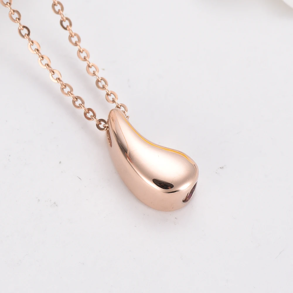 

IJD9697 Stainless Steel Eggplant Shape Cremation Funeral Keepsake Pendant Hold Ashes Urn Memorials Necklace Jewelry