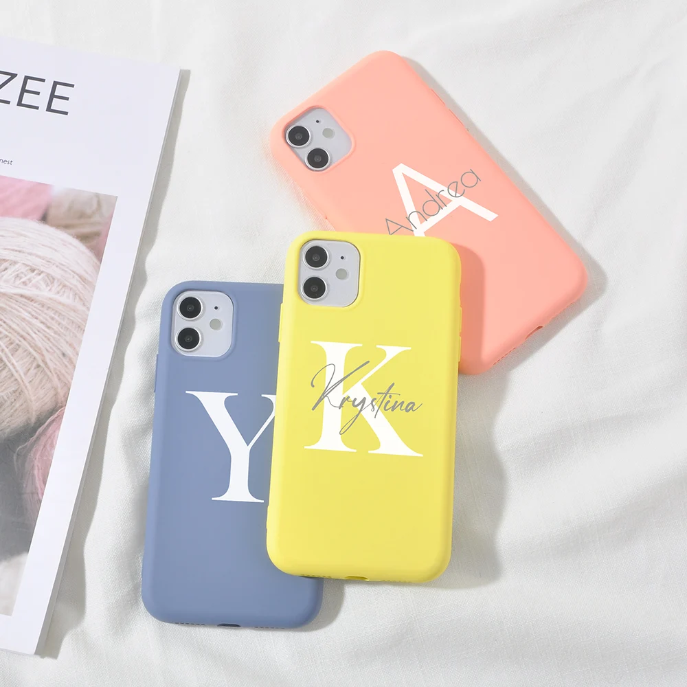 

Custom Phone Case for iPhone 13 Pro Max 12 8 Plus SE 2020 Silicone Cover Name DIY Letters For iPhone 11 Pro X XS XR 6 7 10 Funda