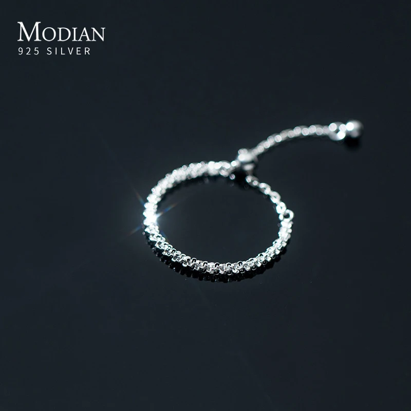 Фото Modian 2021 Новинка Настоящее серебро 925 пробы Сверкающее милое регулируемое кольцо на палец для женщин Свадебные ювелирные изделия аксессуары Anel №2