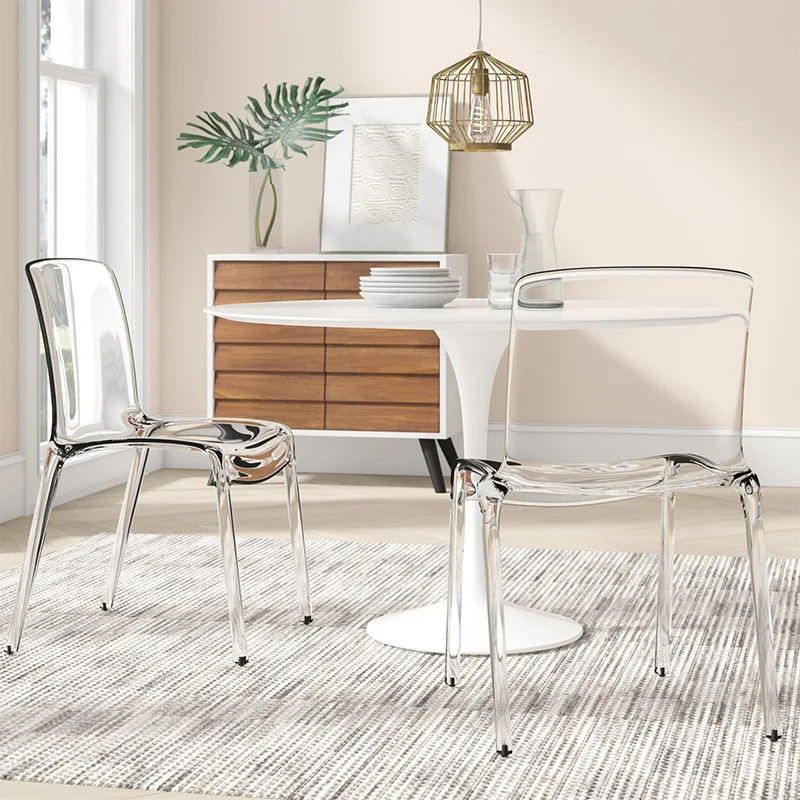 

Nordic Light Luxury Crystal Transparent Acrylic Dining Chair European Simple Classical Dressing Chair Chairs for Bedroom
