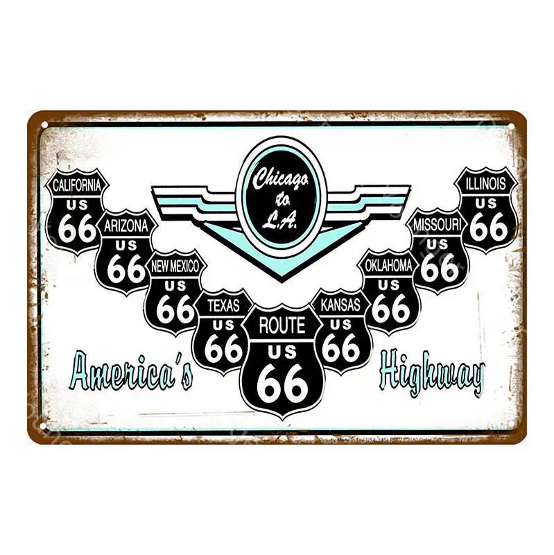 YD7758EI Винтаж US Route 66 металлические знаки американская дорога автомобиль мотоциклы тарелка настенный плакат Паб Бар Клуб домашний декор гараж украшение YI-024 - Цвет: YD7758EI