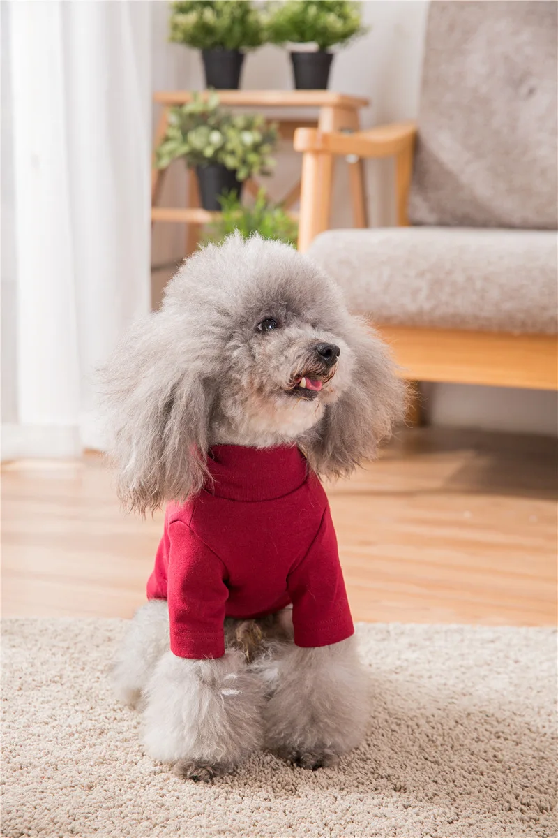 Hipidog Мягкая дышащая однотонная Вышивка Осень Зима вязаная одежда для животных для щенков свитер для собаки