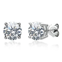 0 5 1ct d color moissanite stud earrings 925 sterling silver classic 4 claws flat white gold earrings for women fine jewelry