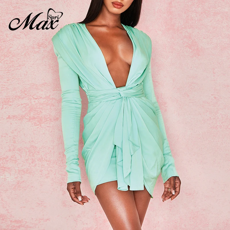 Женское облегающее мини-платье Max Spri Клубное платье с длинным рукавом и