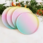 Розовая Радуга, искусственная одноразовая посуда, Бумажные Соломенные тарелки, чашки, детский праздник для будущей мамы, декор для вечеринки, карнавала, свадьбы