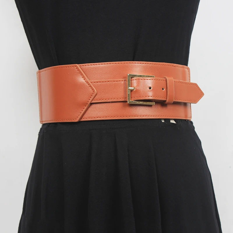 

ZCSMLL Pu Leather Camel Buckle Irregular Wide Belt Personality Women New Fashion Tide All-match Spring Autumn 2021