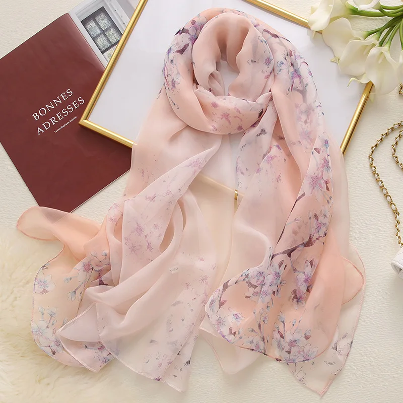 2020 Новый женский шелковый шарф с цветочным принтом пляжные шали и обертывания