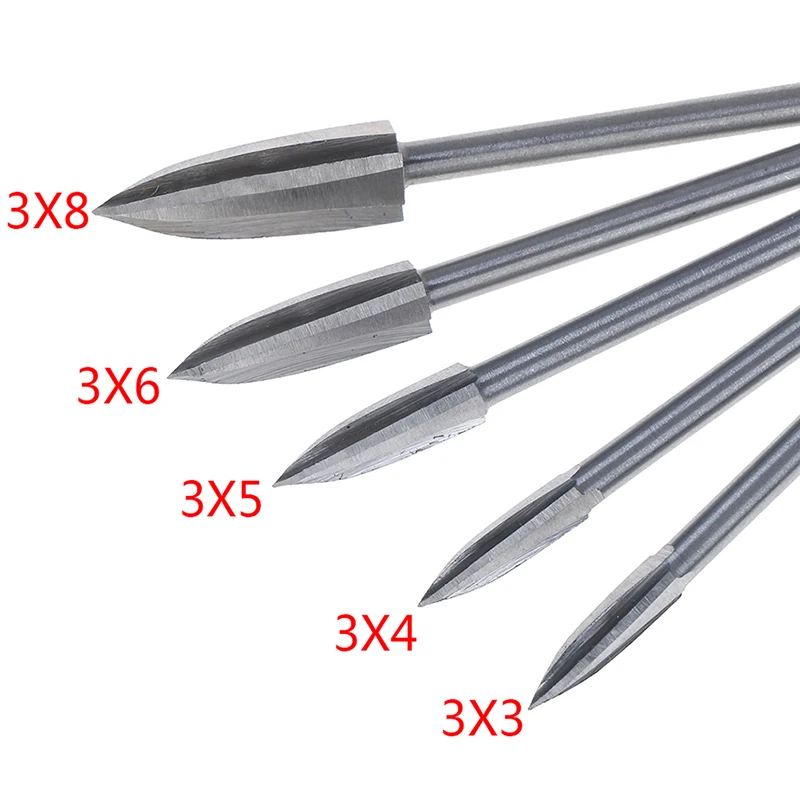 

3mm Shank 3-8mm Milling Cutters White Steel Sharp Edges Woodworking Tools Three Blades Wood Carving Knives
