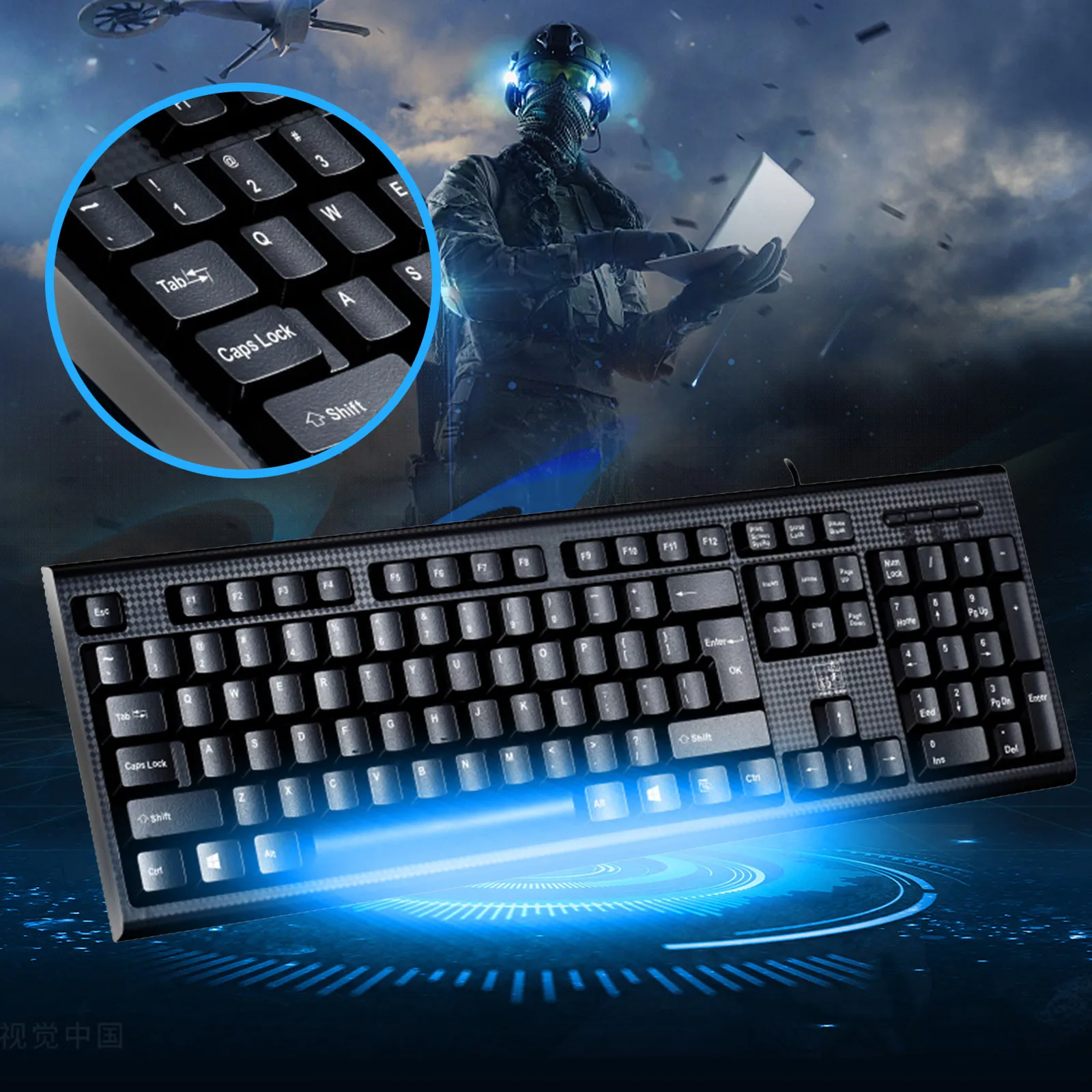 Клавиатура игровая Q9 с Usb кабелем водонепроницаемая Одиночная клавиатура для