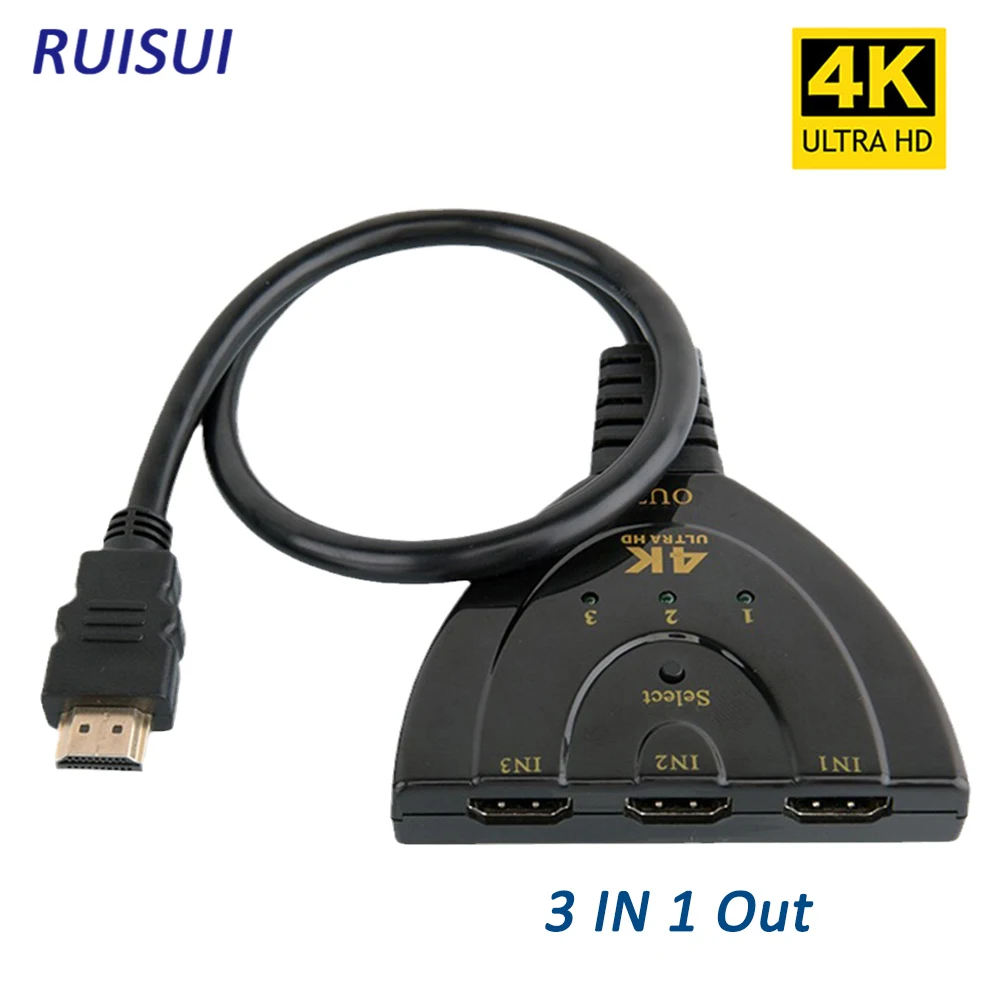 

HDMI-совместимый коммутатор 4K Mini 3 в 1 Выход 1080P HD изображение видео кабель сплиттер адаптер конвертер для PS3/4 XBox HDTV ПК