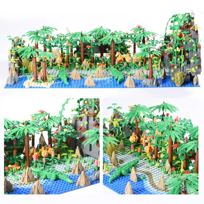 

Diy Tropical Rainforest Island Scene Building Blocks Assembling Decoration Oasis Shoal Bricks Set Gifts Toys for Children
