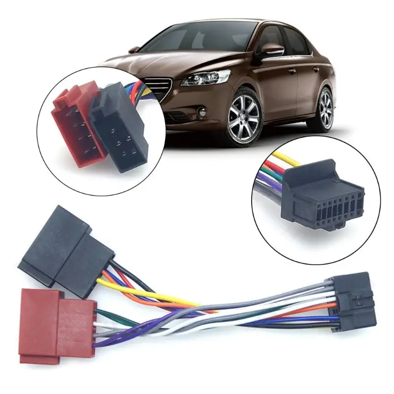 

16Pin Car Tail Line Stereo Radio Player ISO Wiring Harness Connector Cable 1XCF