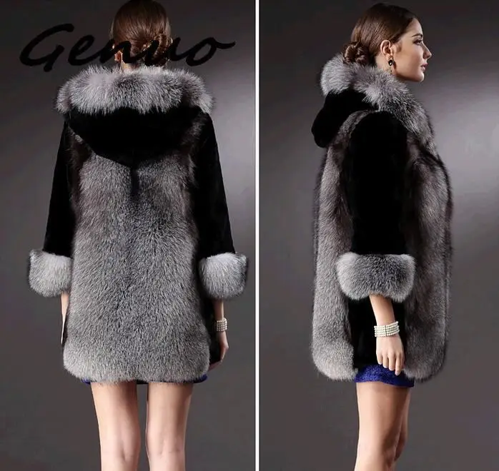 Genuo Новинка 2019 женские пальто из искусственного меха с капюшоном леди тонкий