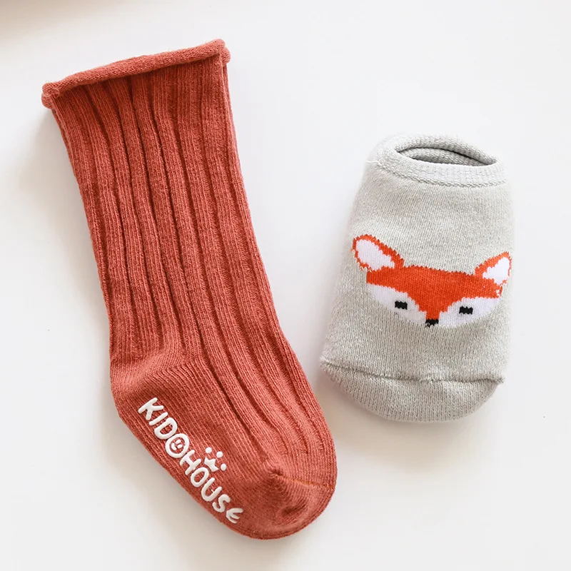 2 Pairs/set Lovely Fox/Rabbit/Deer Kids Baby Socks Knee + Non-slip Floor Girl Boy Toddler Animal Infant Soft Cotton 0-3 Y | Детская