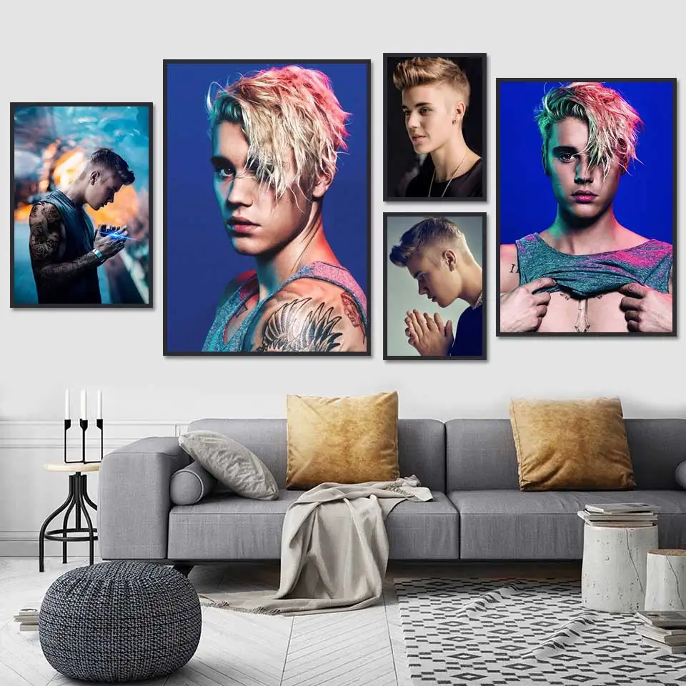 

Justin Bieber Poster Canvas Custom Poster Singer Music Posters Prints Wall Art Art Canvas Bar Cafe living room decor Gift