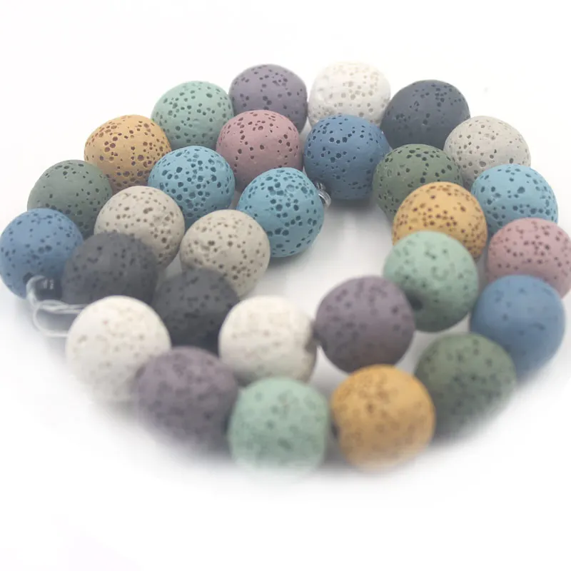 Бесплатная доставка 6/8/10/12 мм Красочные Бусины из лавы натуральный камень