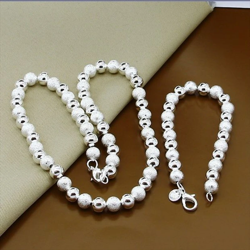 Набор украшений из серебра 925 пробы Классический круглый светильник с бусинами и