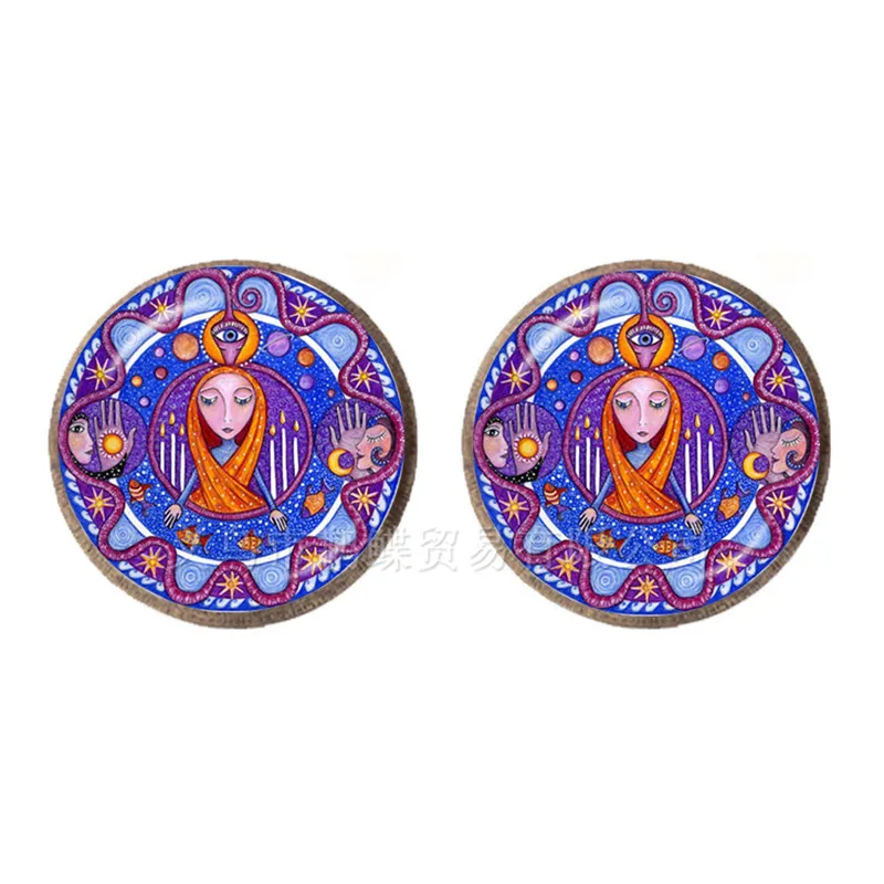 Новое поступление Мандала серьги-гвоздики символ ом дзэн-буддизм Ретро