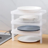 foldable shelf kitchen organizer tier stackable cabinet storage cupboard rack cuisine multilayer sector tray dish drainer hot