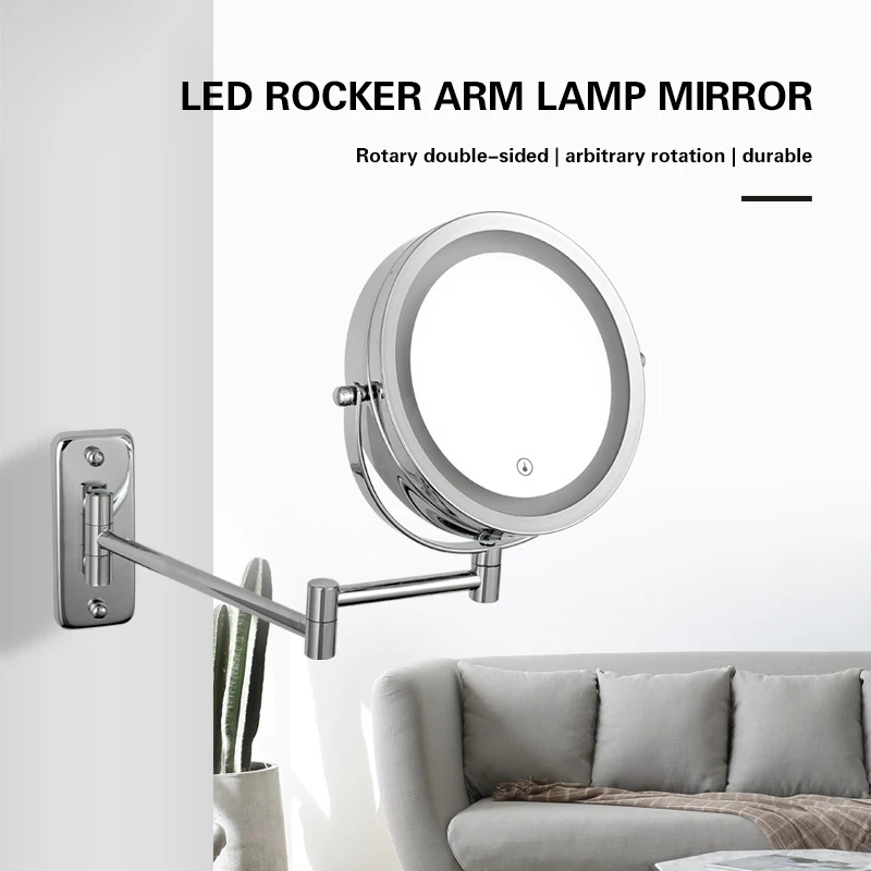 

LED light make-up mirror adjustable touch bedroom bathroom mirror make-up mirror desktop make-up folding mirror decoration