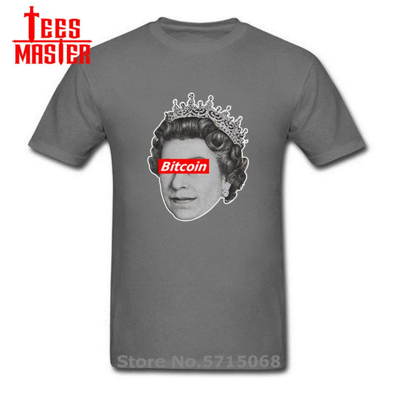 Смешные BTC Биткоин королева криптовалюта бандит Футболка 100% хлопок круглый