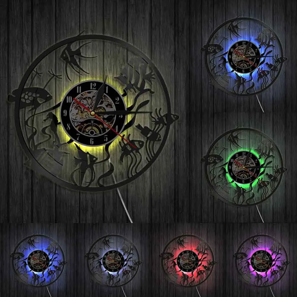 Настенные часы с изображением золотой рыбки минимальный домашний декор