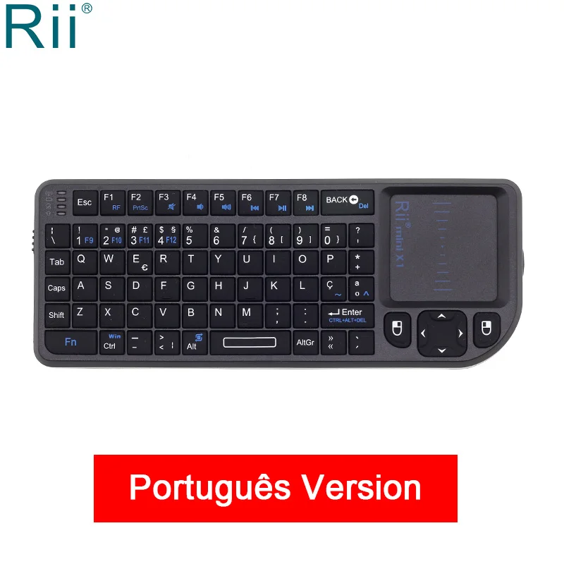 Portuguese Rii Mini X1 португальский мини беспроводная клавиатура с мышью тачпад для Android tv Box Mini PC set top box 2,4 ГГц - Цвет: Portuguese